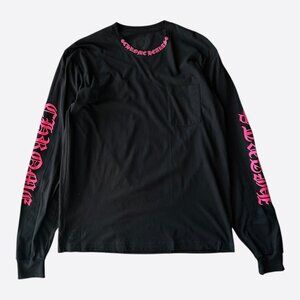 Chrome Hearts Black & Pink Neck Logo Longsleeve T-Shirt